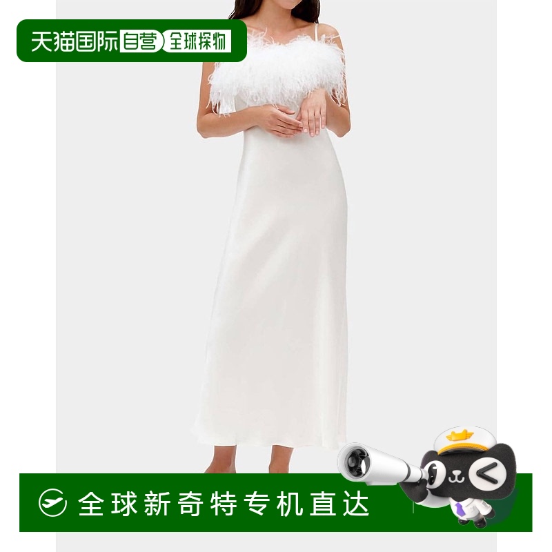 自营 sleeper波希米亚米白色鸵鸟羽毛吊带裙 【美国奥莱】直发