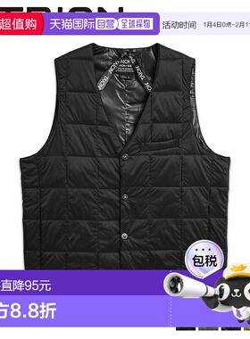 日本直邮TAION 内搭羽绒背心马甲外套男士 纽扣 纽扣羽绒背心黑海