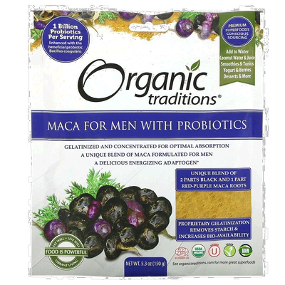 香港直发Organic Traditions男性专用含益生菌玛卡150g