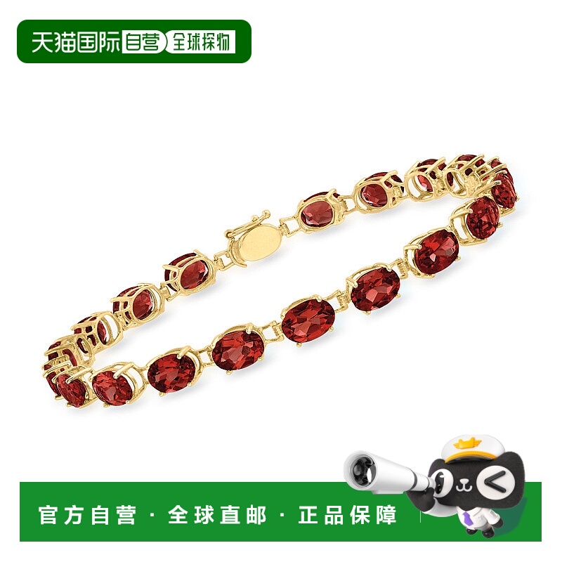 Ross-Simons 14kt 黄金椭圆石榴石手链 - 7.25 英寸 【美国奥莱】