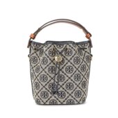 香港直邮TORY BURCH汤丽柏琦T Monogram提花图案抽带开合水桶包