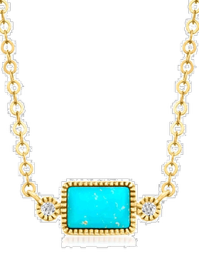 自营 RS Pure by Ross-Simons 14kt 黄金镶钻绿松石项链 - 18 英