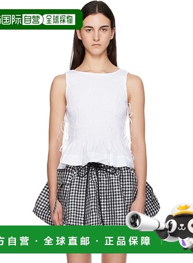 1h可退 香港直邮潮奢 GANNI 甘尼 女士 白色 Cotton Smock Tie 背