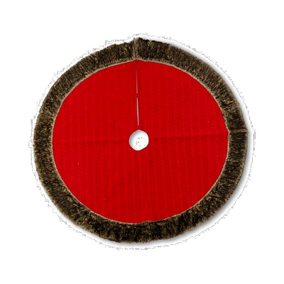 自营 K&K Interiors, Inc. 48 英寸红色绞花针织树裙带棕色毛皮饰