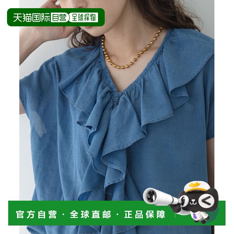 日本直邮Sonny Label 女装 透视牛仔风荷叶边衬衫 LA262302031002
