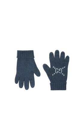 GUCCI 男士手套 8131364GABX4169 SS2025 蓝色 GG提花手套