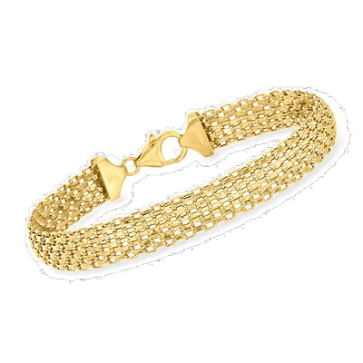 Ross-Simons 意大利 14kt 黄金 Bismark-Link 手链 - 8.5 英寸 【