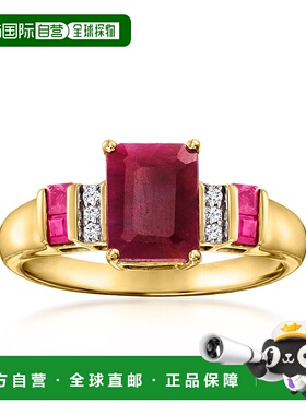 自营ross-simonsRoss Simons 14kt黄金红钻石红宝石戒指 美国奥莱