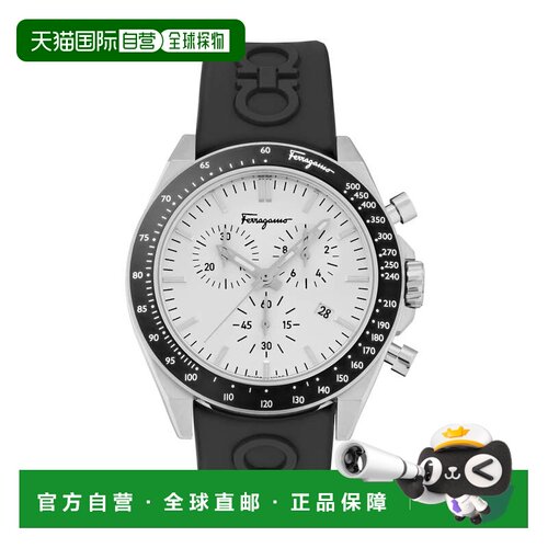 自营salvatore ferragamoUrban Chrono硅胶手表-黑色/不锈钢/银色