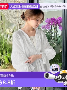 日本直邮Classical Elf 前后2way透明感长袖褶边衬衫 [C04519EW01