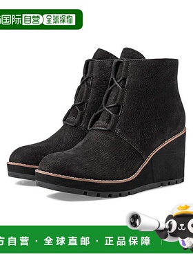 自营 Eileen Fisher Alpine Boots女式美国9.5黑色皮革坡跟靴KHD2