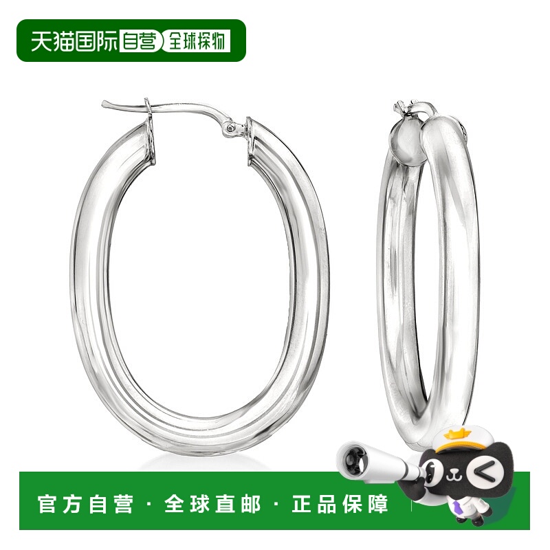 自营Ross-Simons Italian Sterling Silver Oval Tube Hoop Earri