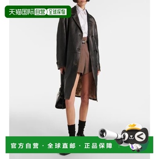 皮革裹式 普拉达 女士 black黑色 大衣 香港直邮潮奢 1h可退 Prada