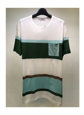 Salvatore Ferragamo 条纹拼接短袖T恤 121285