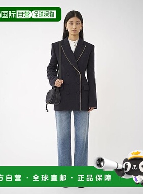 香港直邮CHLOÉ 女士西服 C24SVE070744C3 SS2024 蓝色 链条装饰西