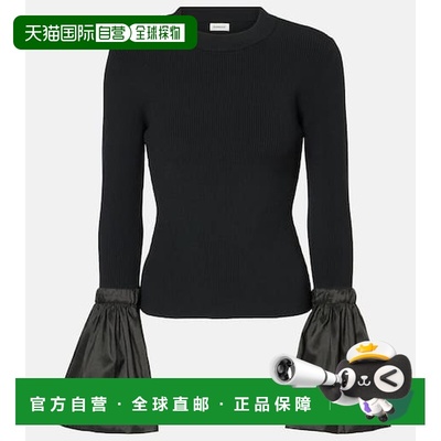 1h可退 香港直邮Simkhai 女士 Agata 塔夫绸饰边罗纹针织上衣 001