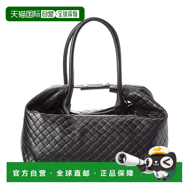 自营persaman new yorkPersaman纽约Zoey16压花皮革手提包-黑色