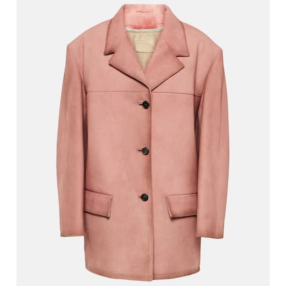 潮奢 Prada 普拉达 女士 绒面革夹克 pink粉色 舒适时尚
