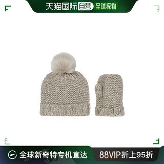 香港直邮潮奢 Ugg 女童Hat 人造皮草带毛球针织套装连指手套(学步