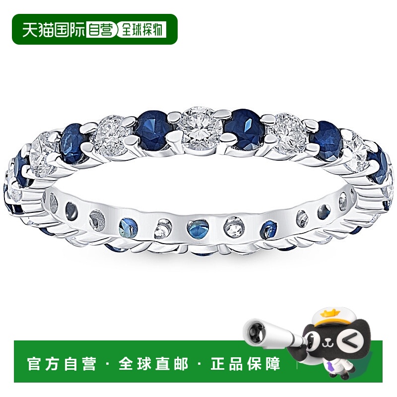 自营 pompeii3POMPEII 1 cttw 蓝色蓝宝石钻石结婚永恒戒指 14k