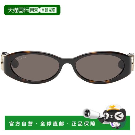 1h可退 香港直邮潮奢 Gucci 古驰 女士 棕色 Oval 太阳镜 GG1660S