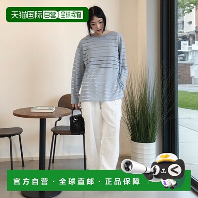 1h可退 日本直邮select MOCA 女士亮片条纹透视长袖上衣 30001549