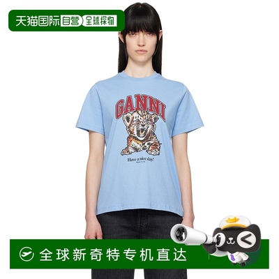 1小时内可退 香港直邮潮奢 GANNI 甘尼 女士 蓝色 Basic Jersey T