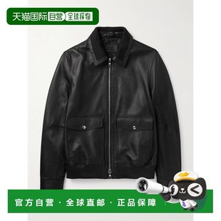 香港直邮潮奢 皮革宽身束腰夹克 男士 MPO242024BLA 1h可退