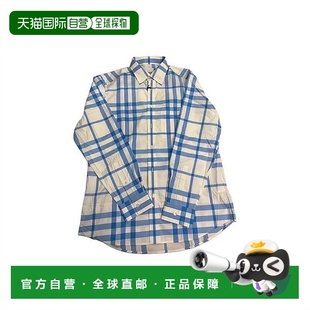 衬衫 欧洲直邮Burberry博柏利男女同款 棉混纺格纹满印单排扣长袖