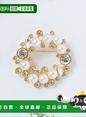 1h可退 日本直邮23区 女士 珍珠水晶混搭 圆形胸针 ZZ3DLS0010