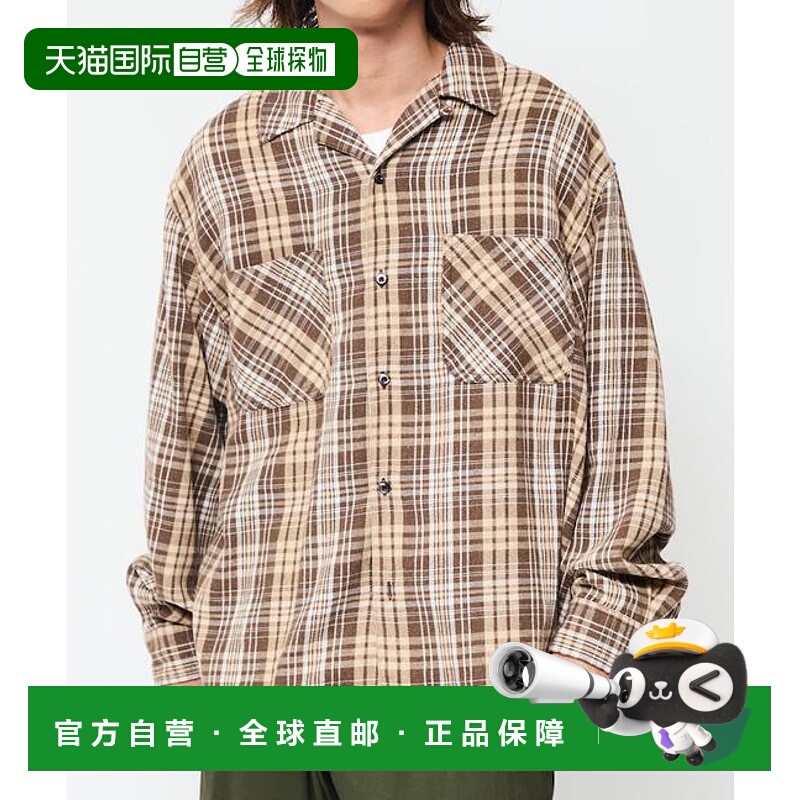 1h可退 日本直邮官方授权 FREAK'S STORE 漂白工艺开领格子长袖衬