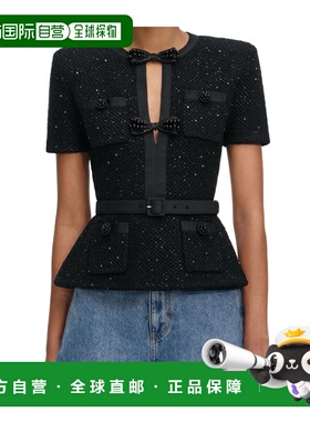 1h可退 香港直邮Self-Portrait 黑色亮片针织上衣 RS26210TB