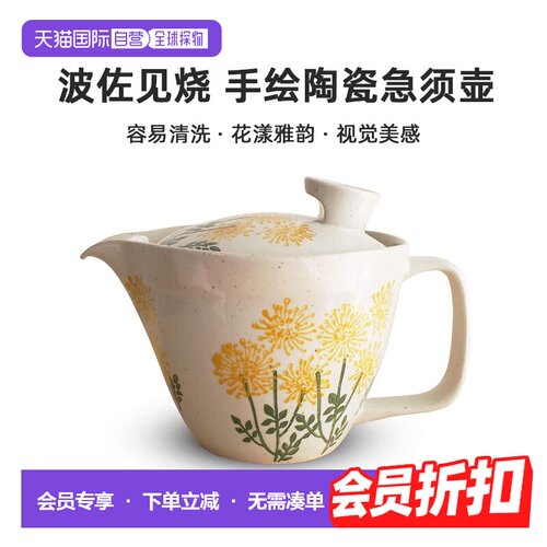日本直邮波佐见烧手绘陶瓷急须壶花茶壶带滤网茶具240ml