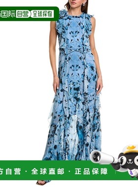 自营 Marchesa Notte印花长裙-蓝色 美国奥莱直发连衣裙