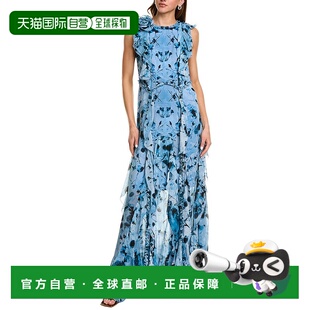 蓝色 Notte印花长裙 美国奥莱直发连衣裙 Marchesa 自营