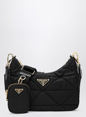 潮奢 Prada 普拉达 女士 RE-NYLON 黑色衬垫肩包 1BC151D9MRDJN
