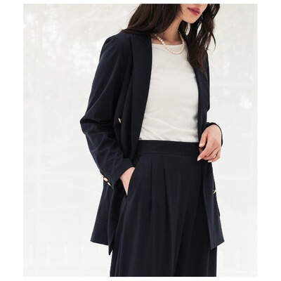 1h可退 日本直邮Park Slope 女士简约圆领长袖针织上衣 后摆开衩