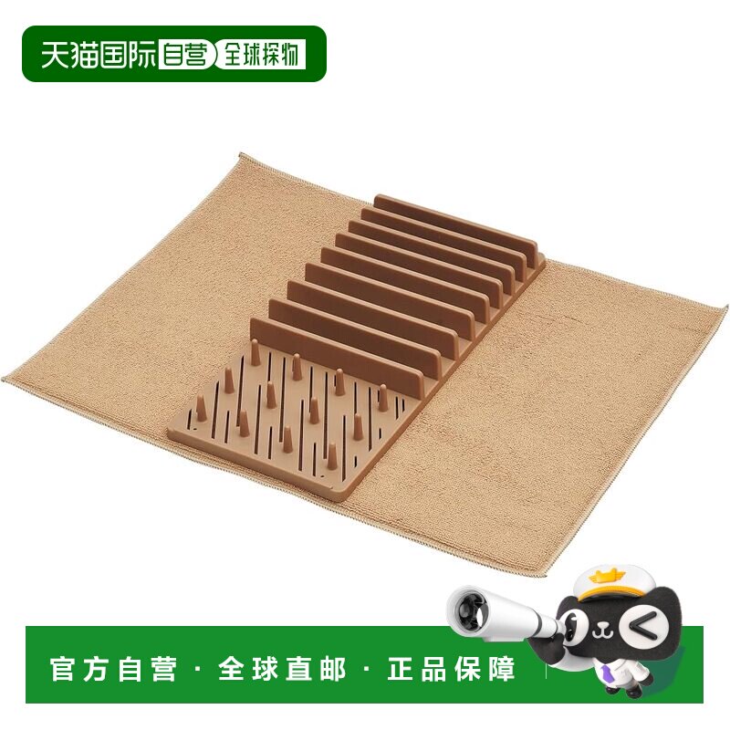 【日本直邮】珍珠金属 附碟杯架速干吸水碗碟沥水垫套装咖啡色 HC图片