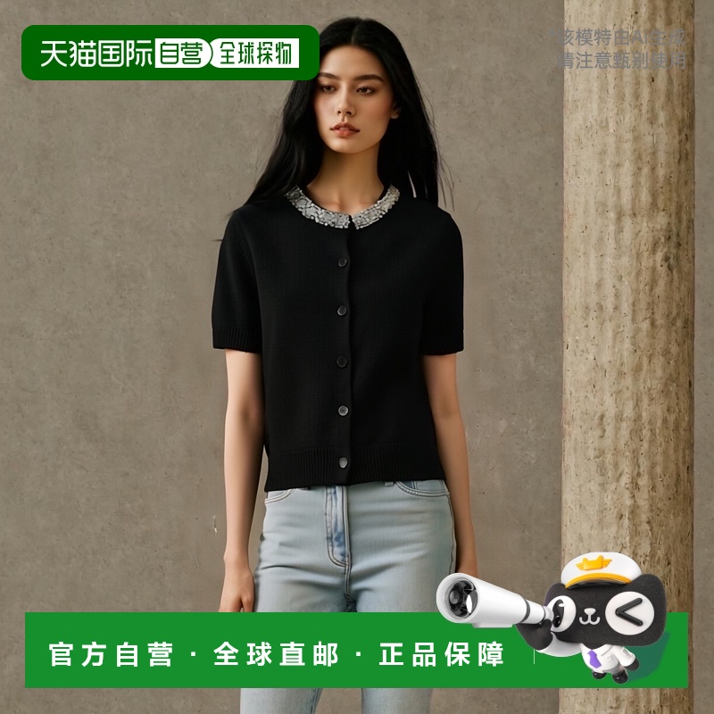 香港直邮Celine 短袖圆领羊绒针织衫 2AD8A974V.羊毛刺绣