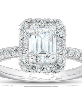 自营 pompeii3pompeii 31 1/2 克拉祖母绿切割钻石光环订婚戒指 1