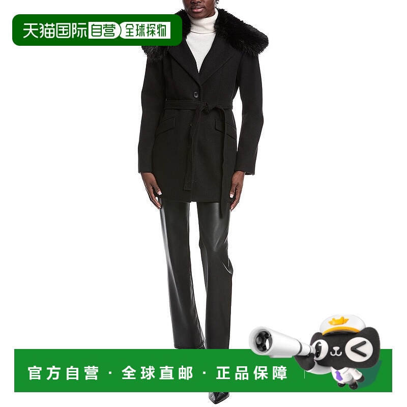 自营Kenneth Cole Belted Jacket - black 美国奥莱直发