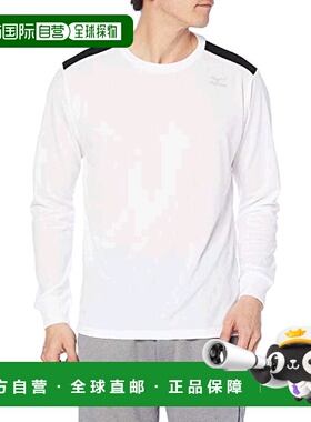 【日本直邮】美津浓Mizuno男士长袖T恤 吸汗速干K2JA0140白色/黑S