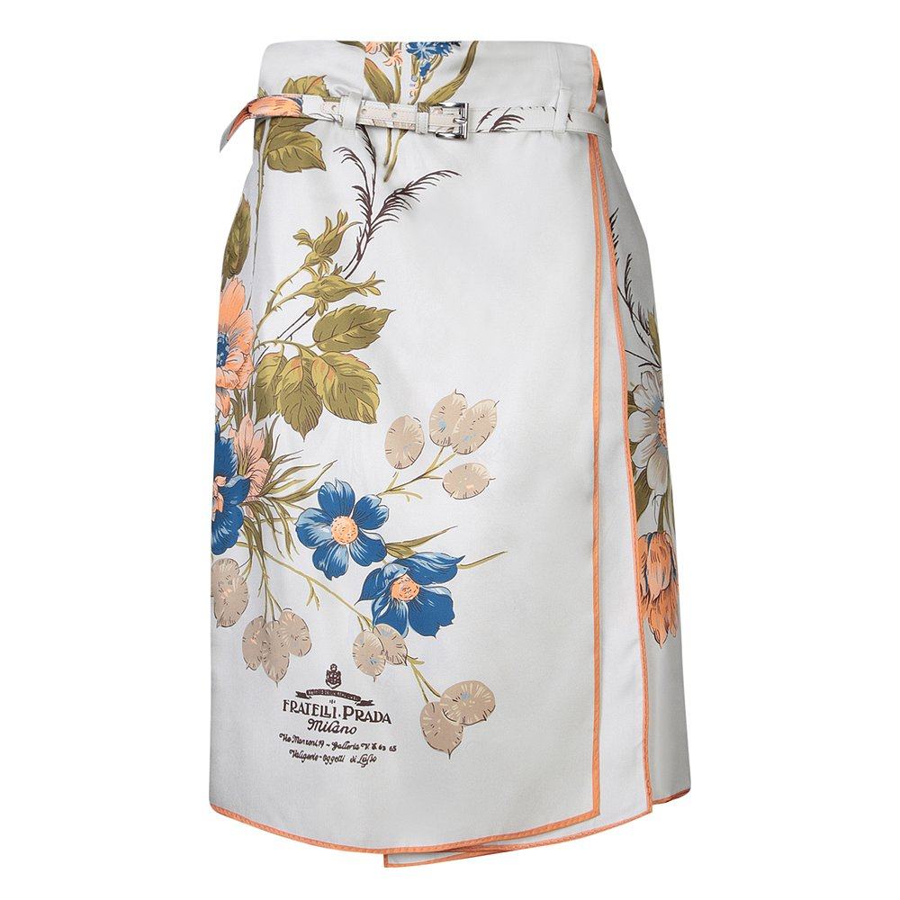 潮奢 Prada 普拉达 女士 花卉印花束帶半身裙 P168KK15IW,女装/女士精品,半身裙,淘宝优惠券,粉丝福利购,淘宝优惠卷