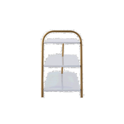 自营happimess现代 24 英寸 9 双 3 层铁质弧形鞋架，白色/金色 -