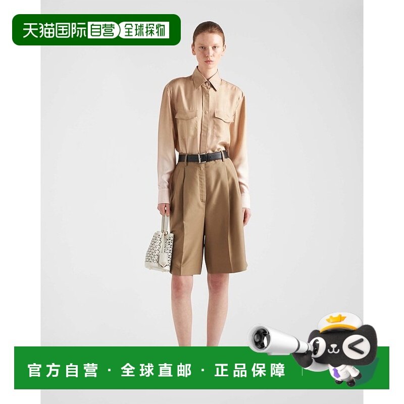 香港直邮PRADA 女士衬衫 P413H14J3SOOOF0065 AW2024 棕色 印花渐