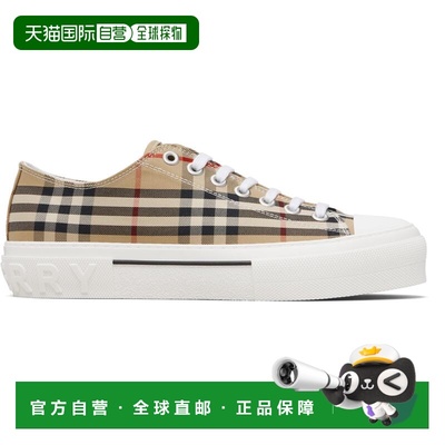 1h可退 香港直邮潮奢 Burberry 巴宝莉 男士 驼色格纹运动鞋 8049