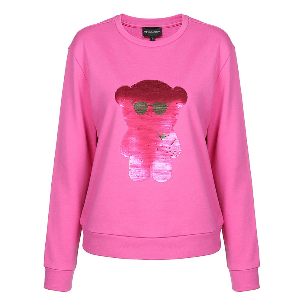 香港直邮Armani阿玛尼女士圆领卫衣小熊系列趣味闪片卡通图案