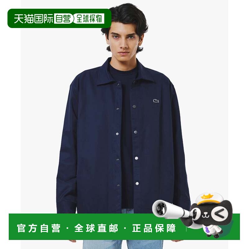 日本直邮LACOSTE 衬衫 可双面穿  格纹外套深蓝色蓝白图片