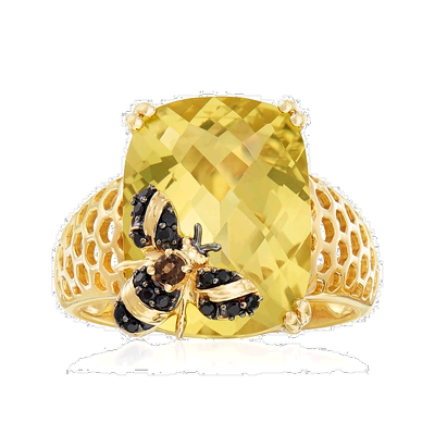 Ross-Simons Lemon Quartz Bee Ring With Multi-Gemstone Accent