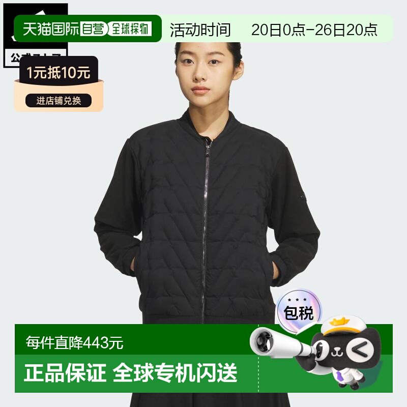 日本直邮adidas 女士高尔夫WARM针织摇粒绒夹克 [JM7127] 黑色